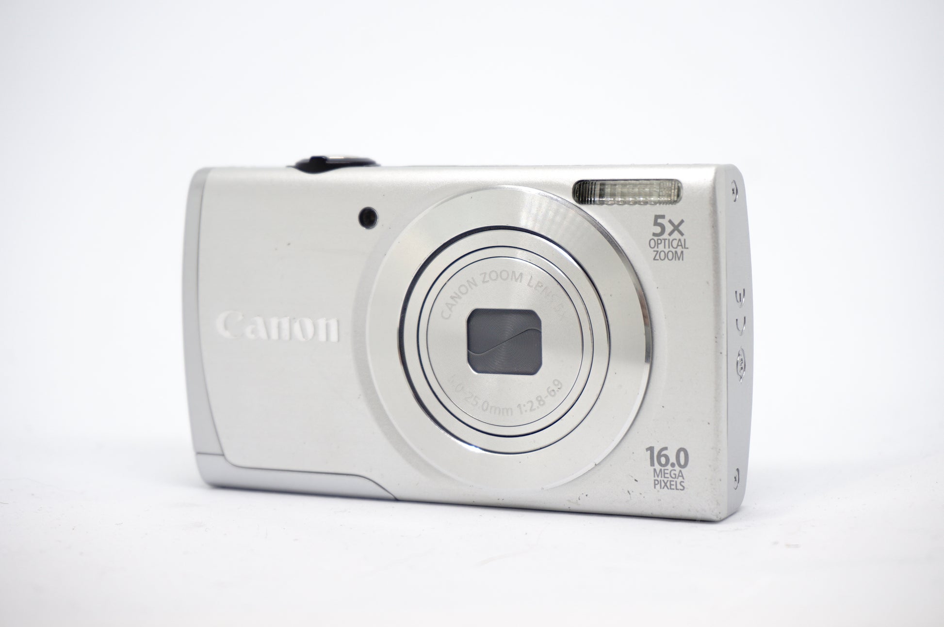 Canon Silver 5X Zoom Compact Digital Camera front view