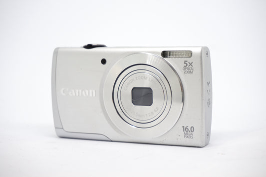 Canon Silver 5X Zoom Compact Digital Camera front view