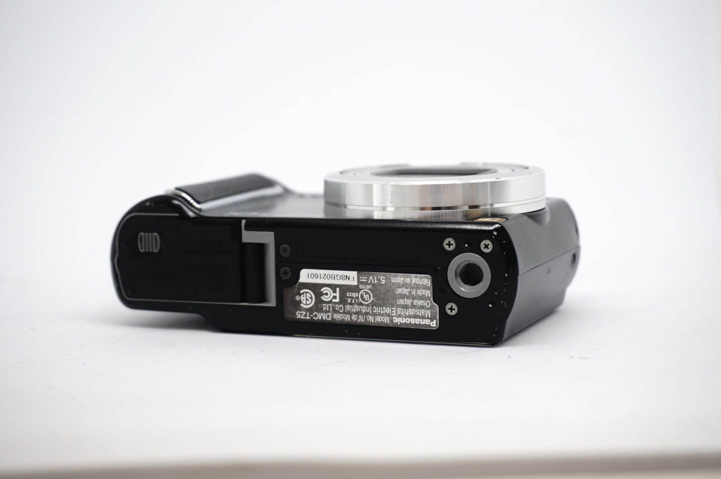 Panasonic Lumix Black 10X Compact Digital Camera underneath view