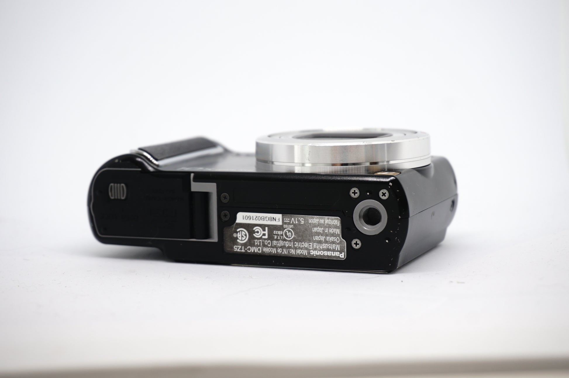 Panasonic Lumix Black 10X Compact Digital Camera underneath view