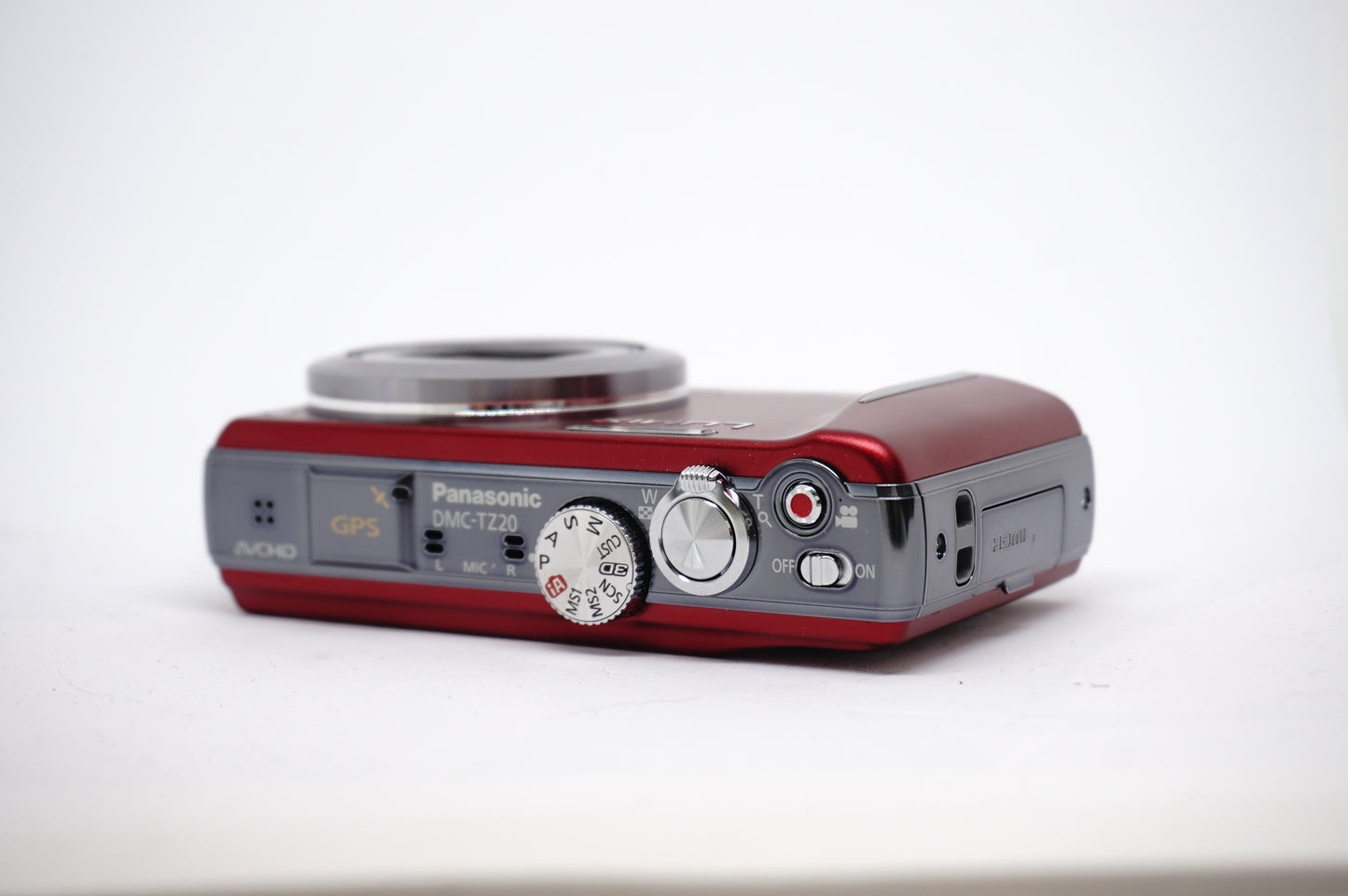 Panasonic Lumix Red 16X Compact Digital Camera top view