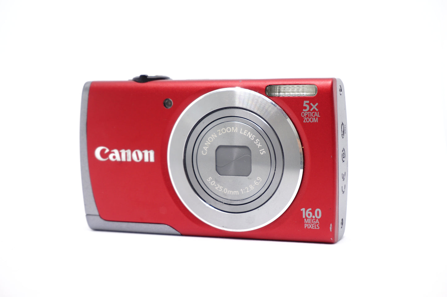 Canon Red 5X Zoom Compact Digital Camera front view