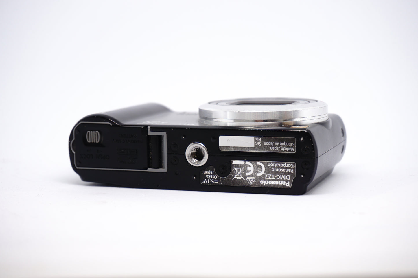Panasonic Lumix Black 12X Compact Digital Camera underneath view