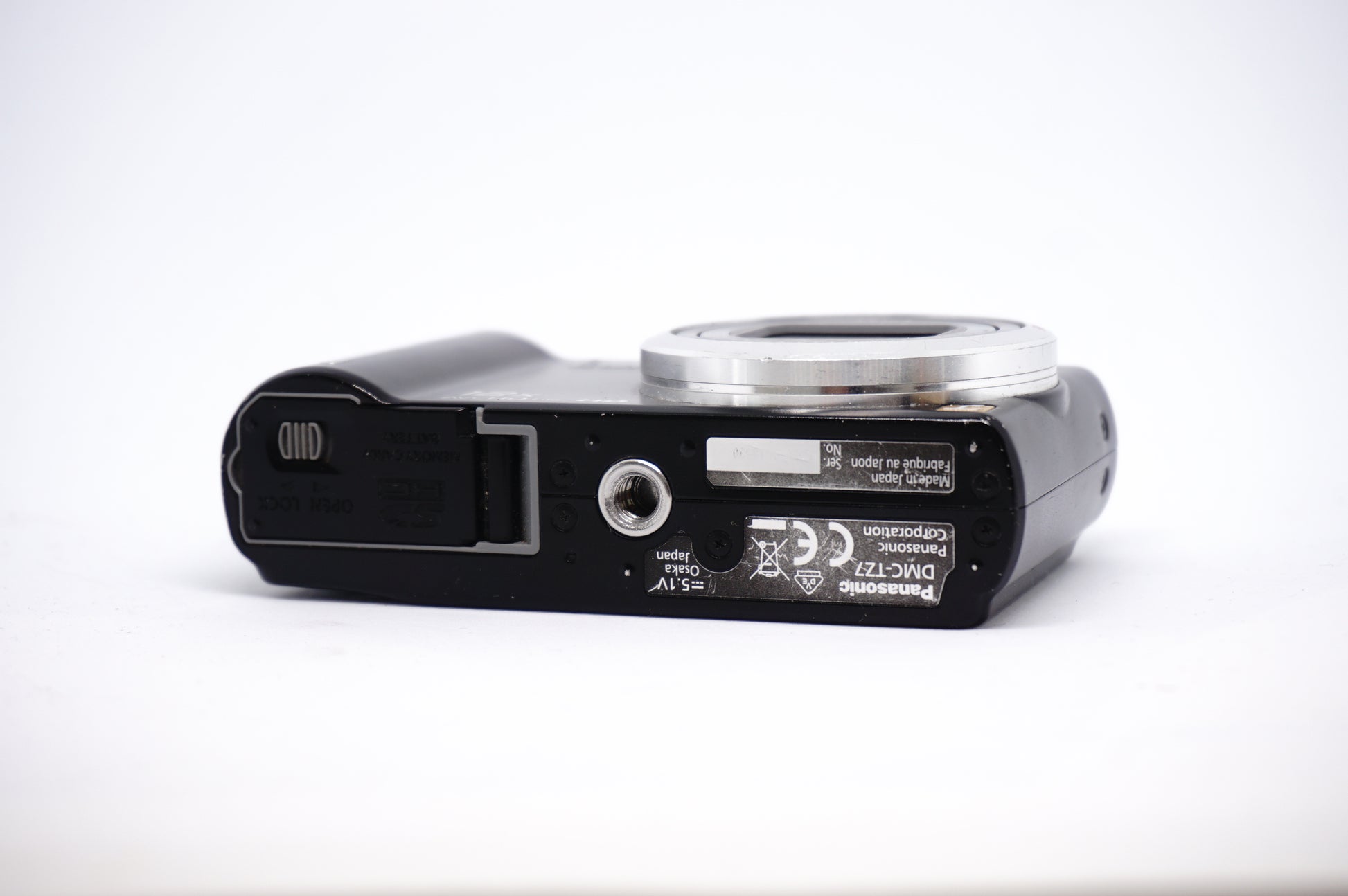 Panasonic Lumix Black 12X Compact Digital Camera underneath view