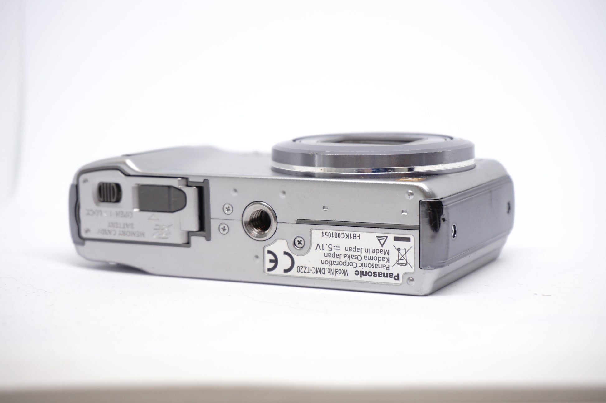 Panasonic Lumix Silver 16X Compact Digital Camera underneath view