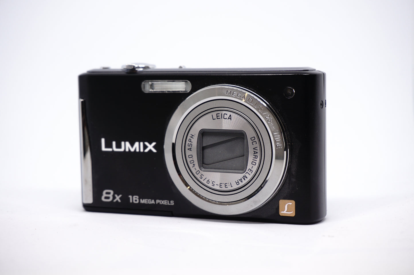 Panasonic Lumix Black 8X Compact Digital Camera front view