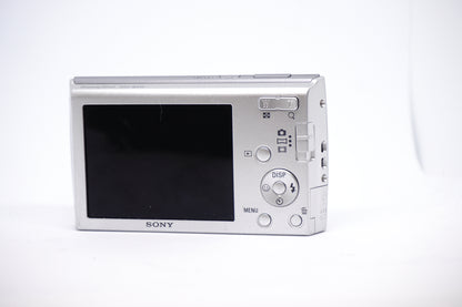 Sony Silver Compact Digital Camera back view