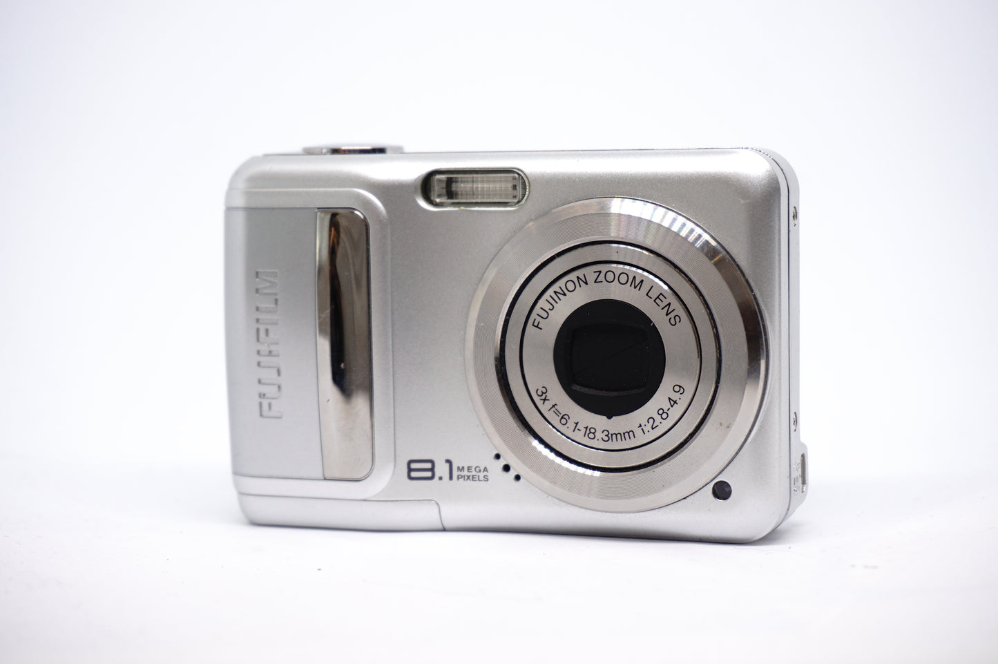 Fujifilm Silver Compact Digital Camera front view