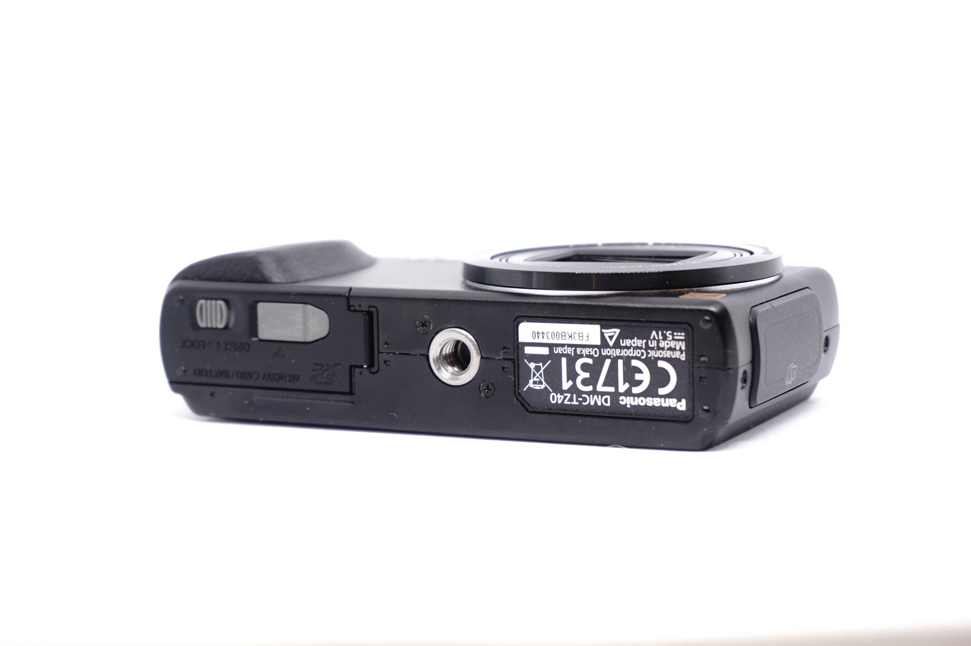 Panasonic Lumix Black 20X Compact Digital Camera underneath view