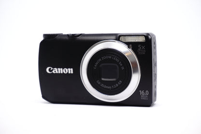 Canon Black Silver Ring Compact Digital Camera front view