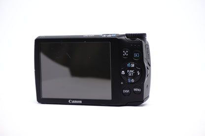 Canon Black Silver Ring Compact Digital Camera back view