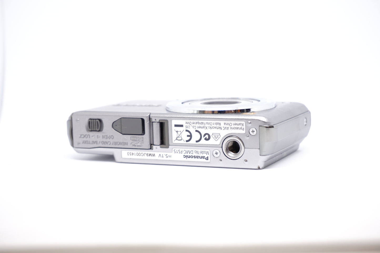 Panasonic Lumix Silver 12X Compact Digital Camera underneath view