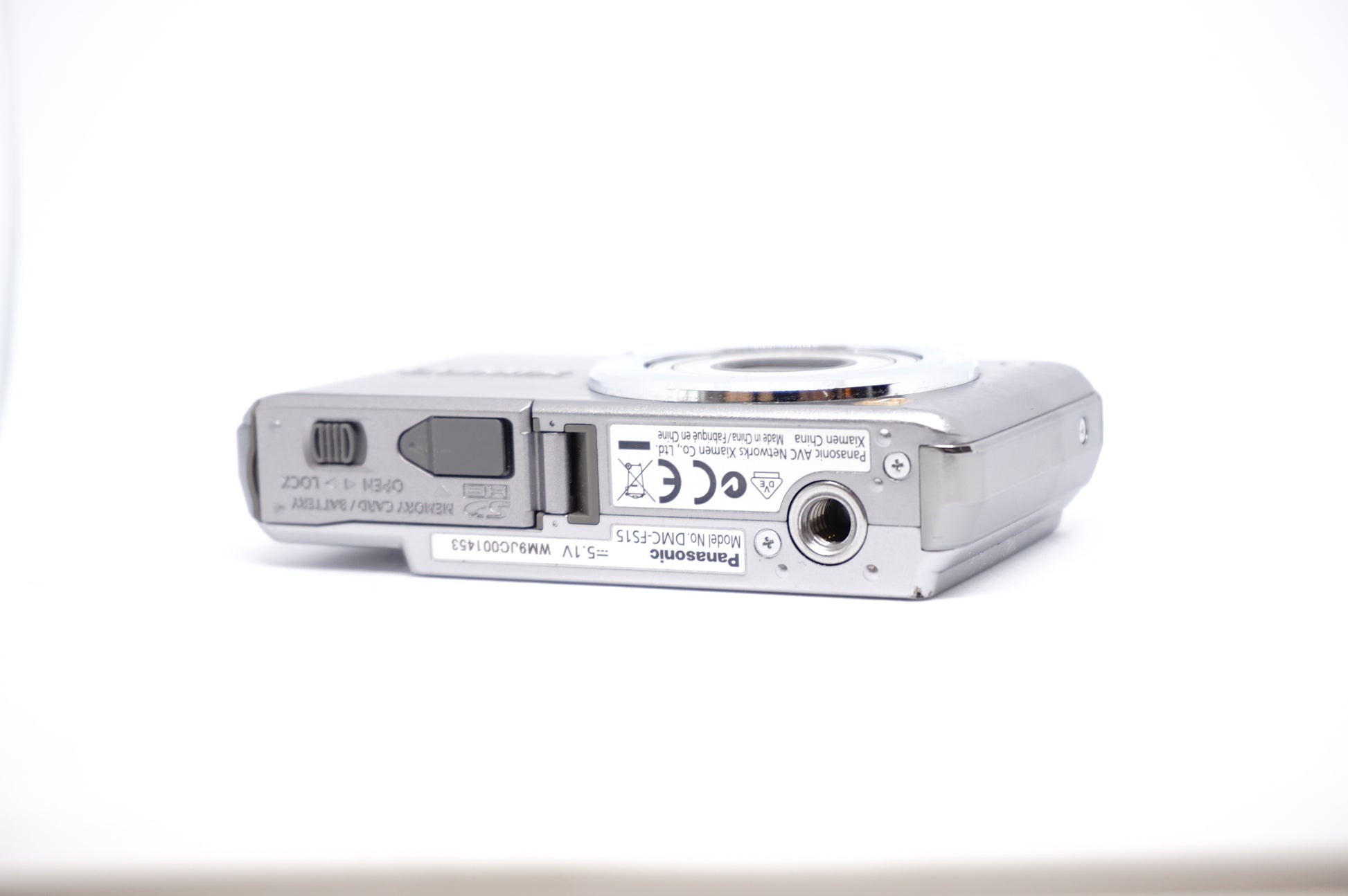 Panasonic Lumix Silver 12X Compact Digital Camera underneath view