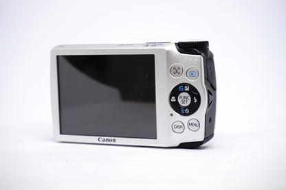 Canon White 5X Zoom Compact Digital Camera back view