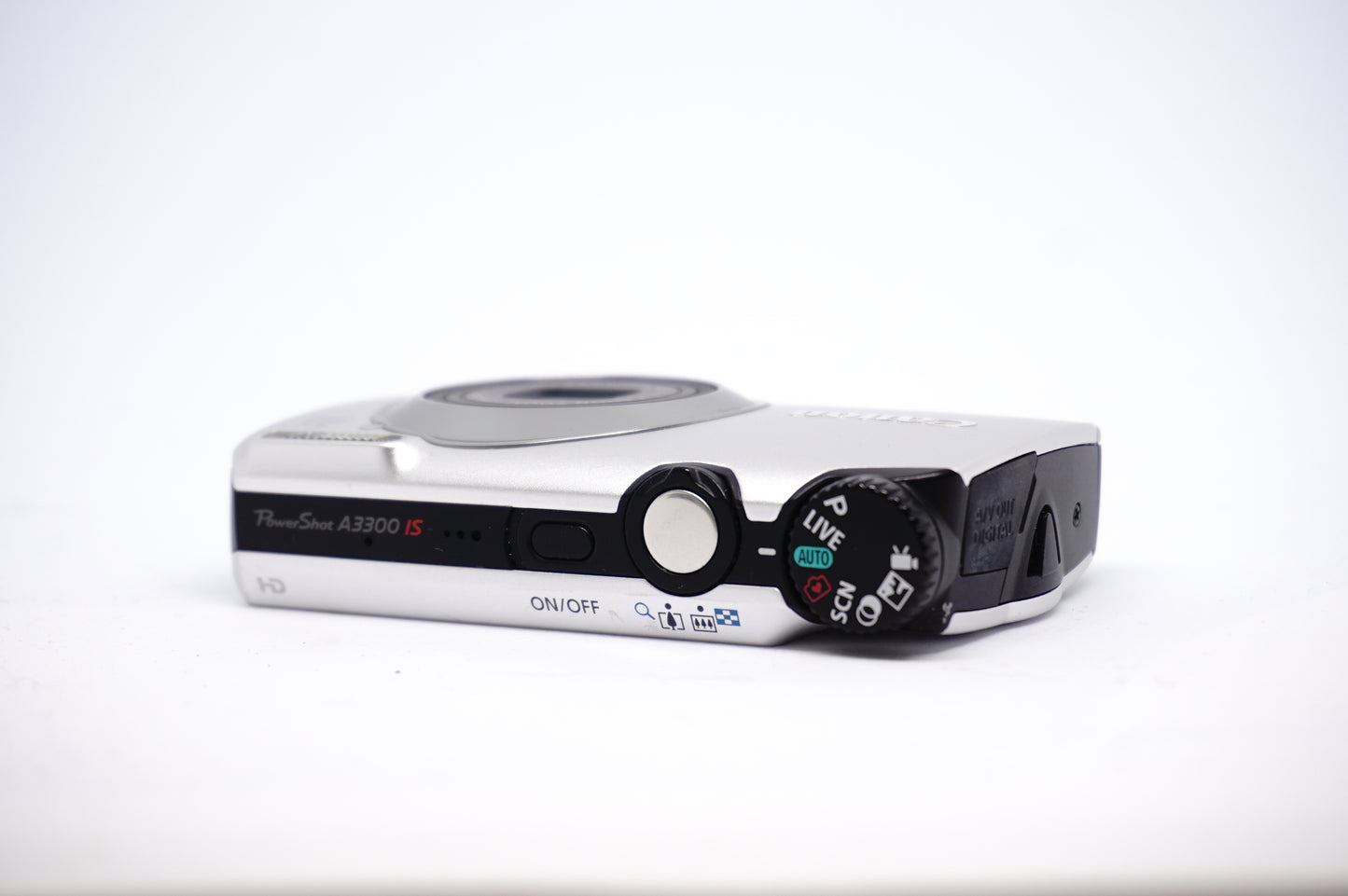 Canon White 5X Zoom Compact Digital Camera top view