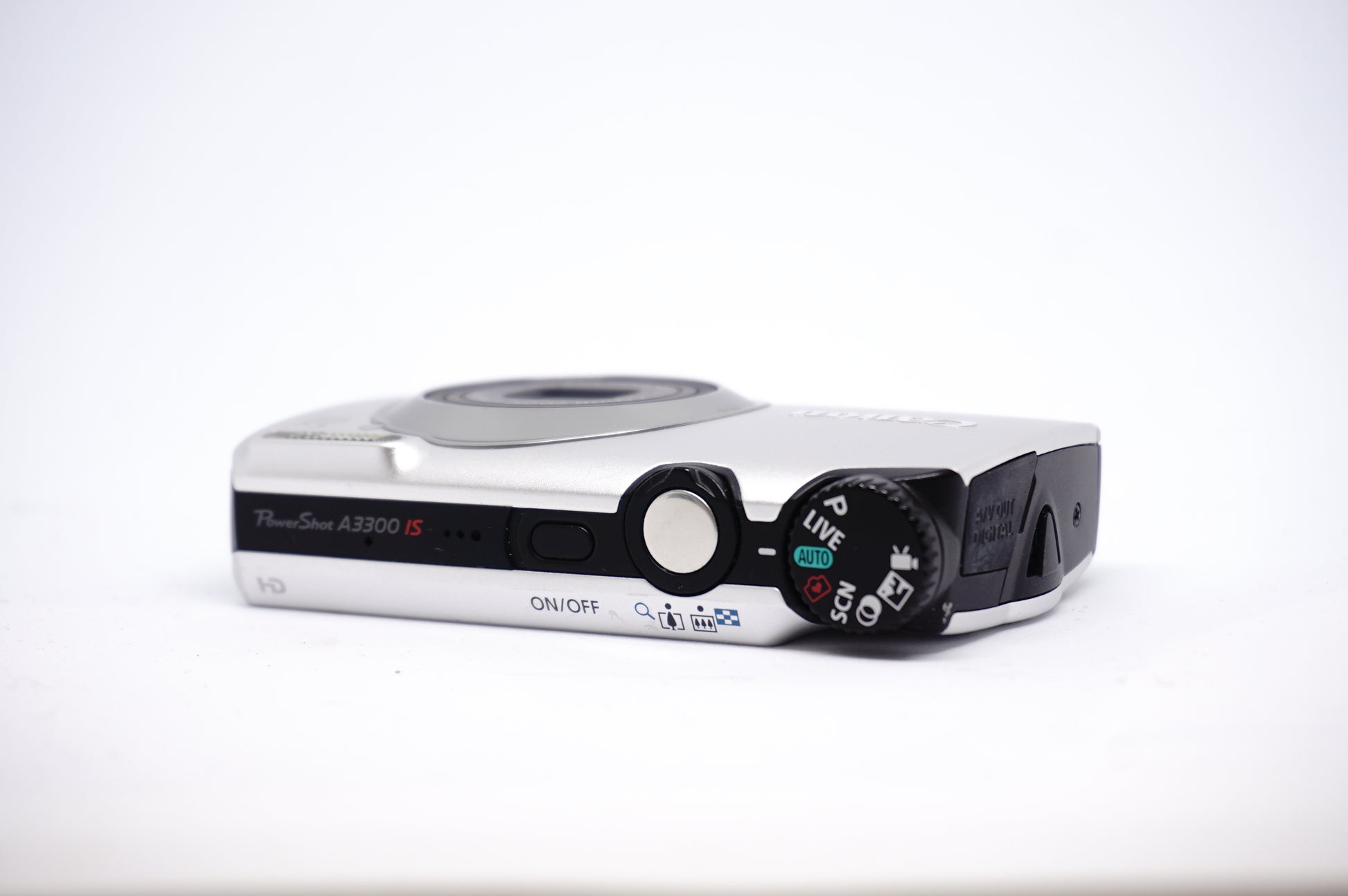Canon White 5X Zoom Compact Digital Camera top view