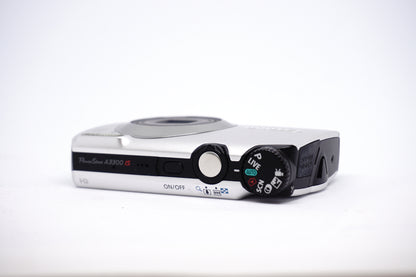 Canon White 5X Zoom Compact Digital Camera top view
