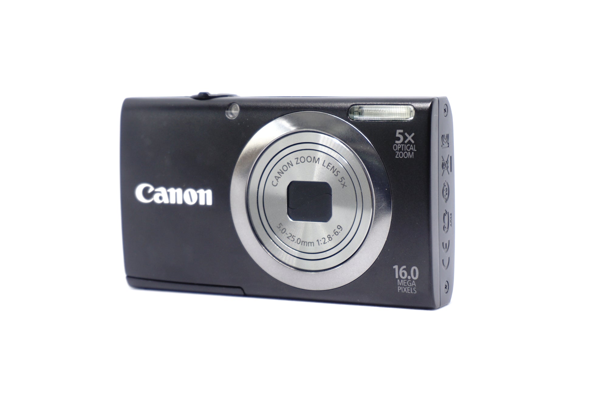 Canon Black 5X Zoom 16MP Compact Digital Camera front view