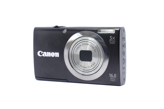 Canon Black 5X Zoom 16MP Compact Digital Camera front view