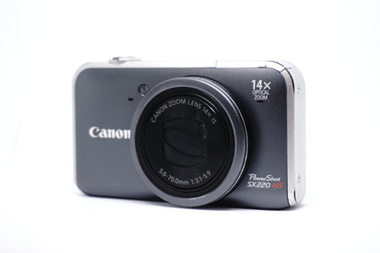 Canon Powershot SX220 HS Grey Digital Camera front view