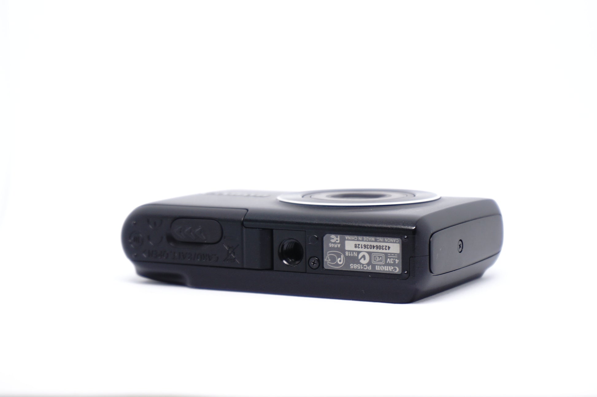 Canon Black 4X Zoom 14.1MP Compact Digital Camera underneath view
