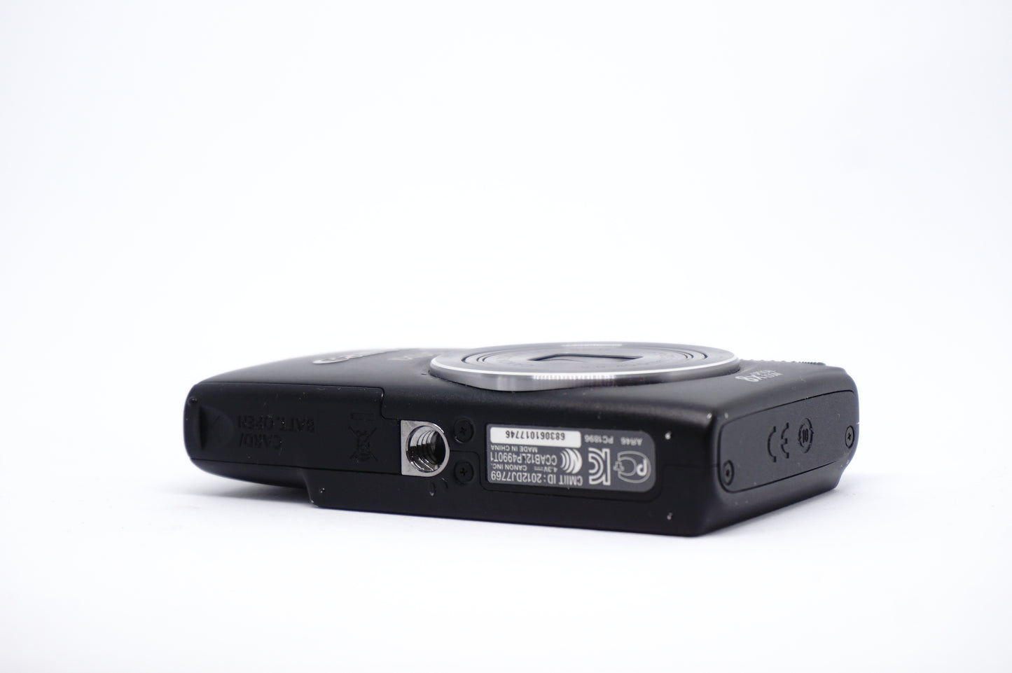 Canon IXUS Black 8X Compact Digital Camera underneath view