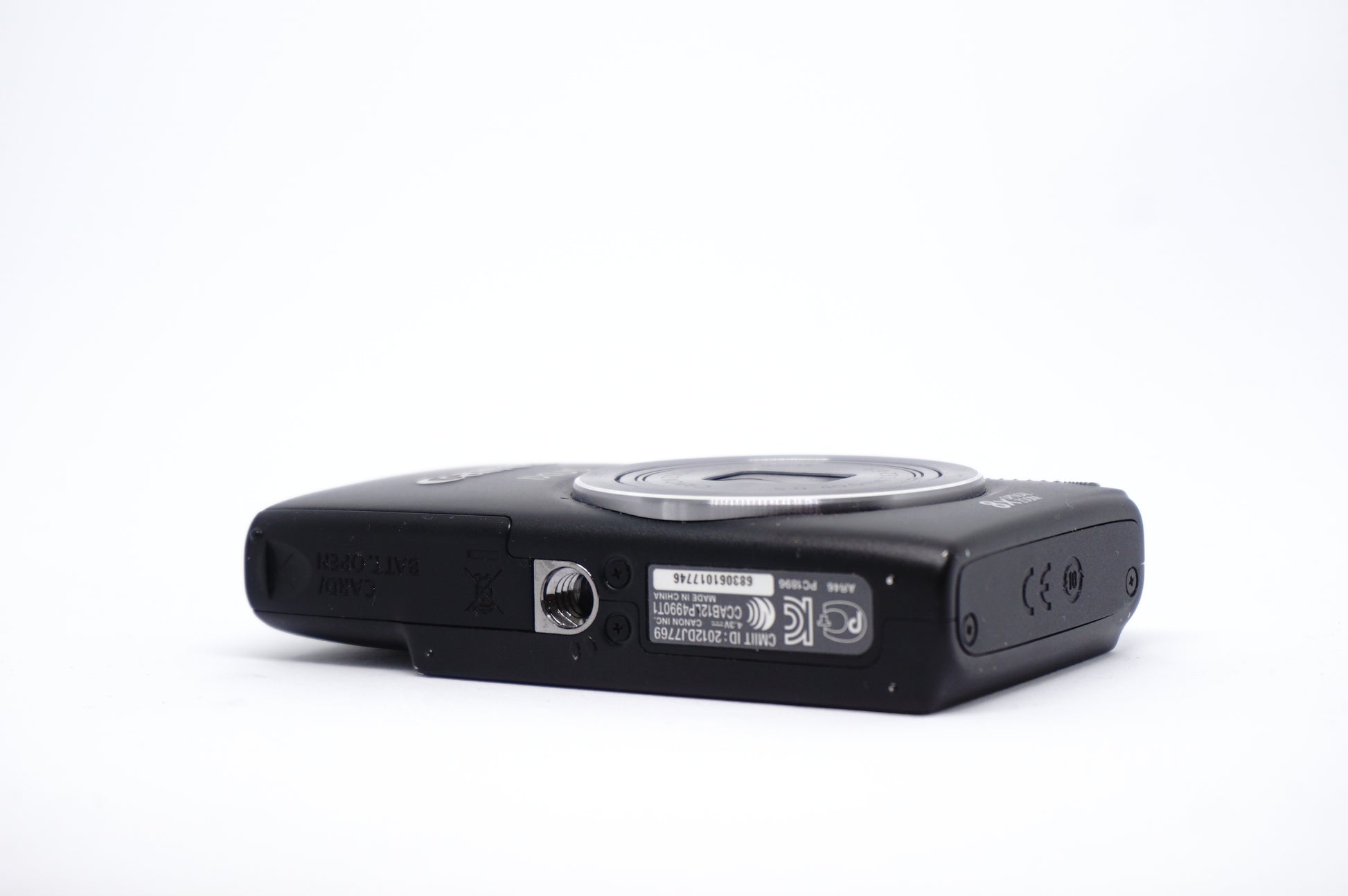 Canon IXUS Black 8X Compact Digital Camera underneath view