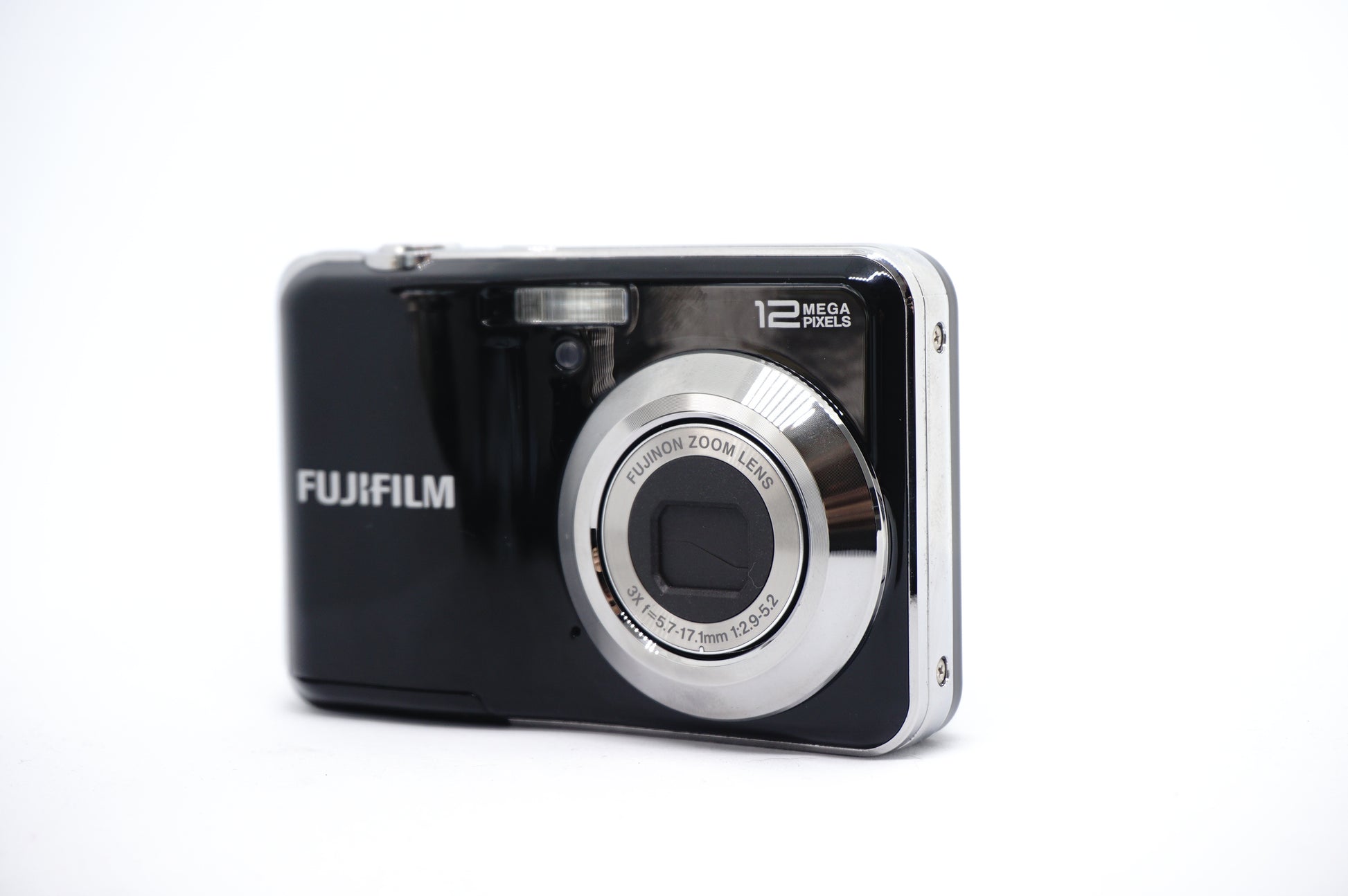 Fujifilm Black Silver-Ring 12MP Compact Digital Camera front view