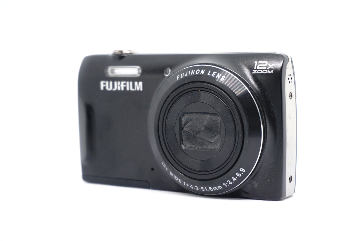 Fujifilm Black 12x Compact Digital Camera front view