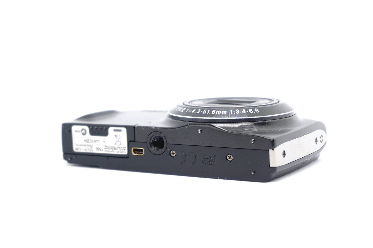 Fujifilm Black 12x Compact Digital Camera underneath view