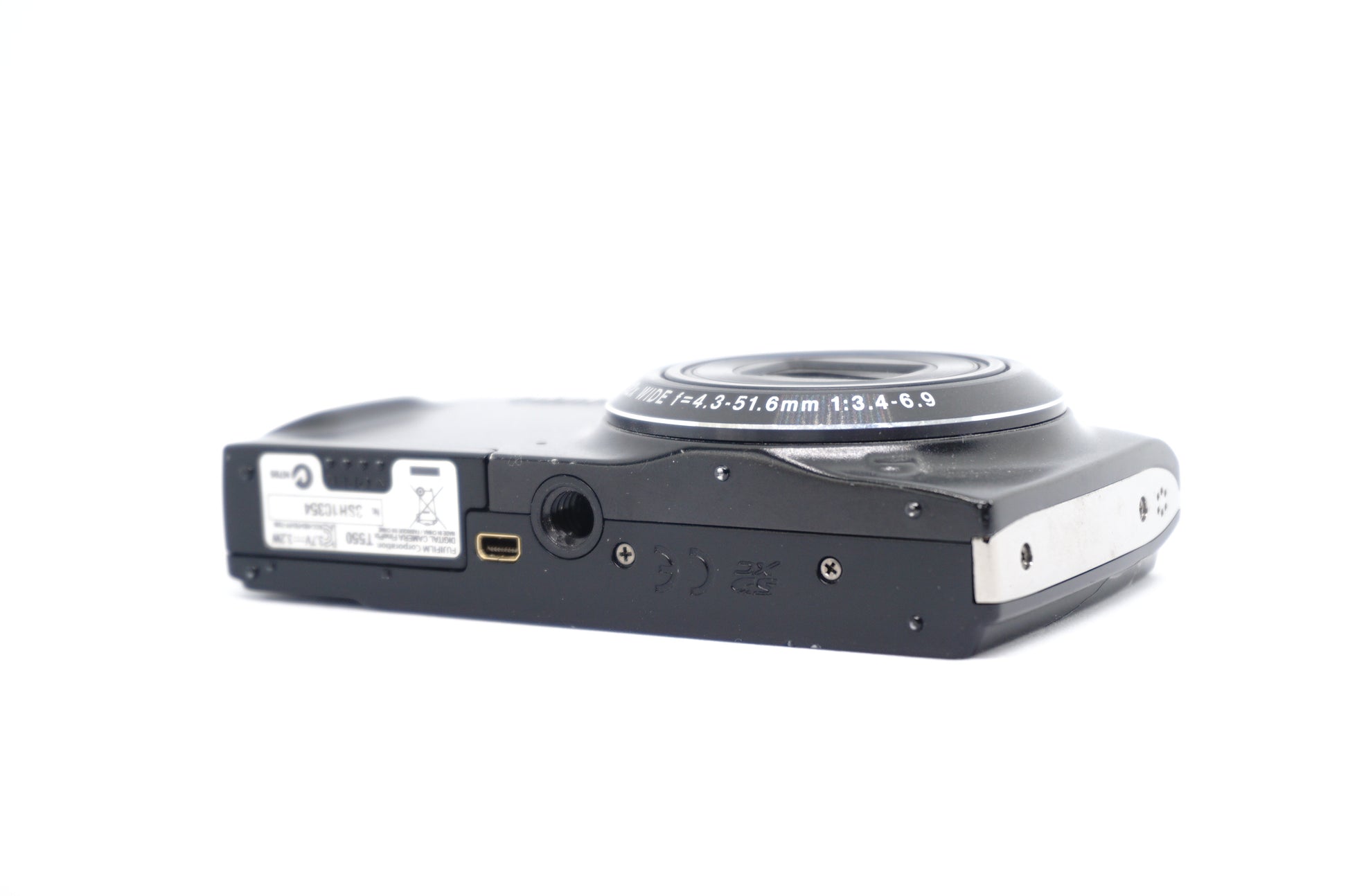 Fujifilm Black 12x Compact Digital Camera underneath view