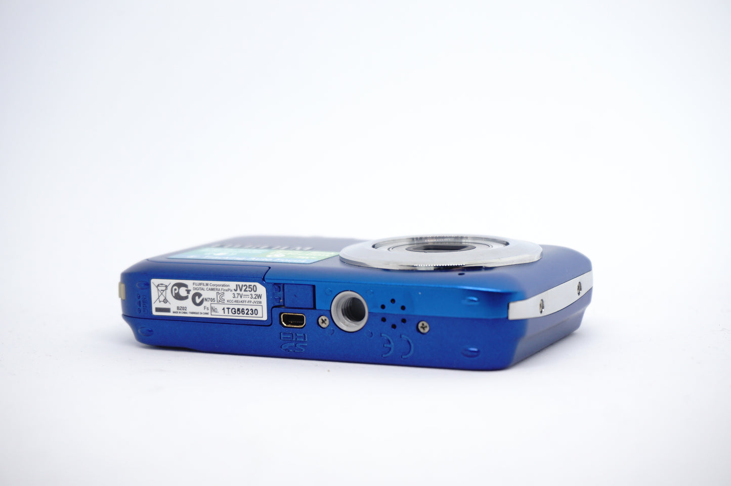 Fujifilm Blue 16MP Compact Digital Camera underneath view