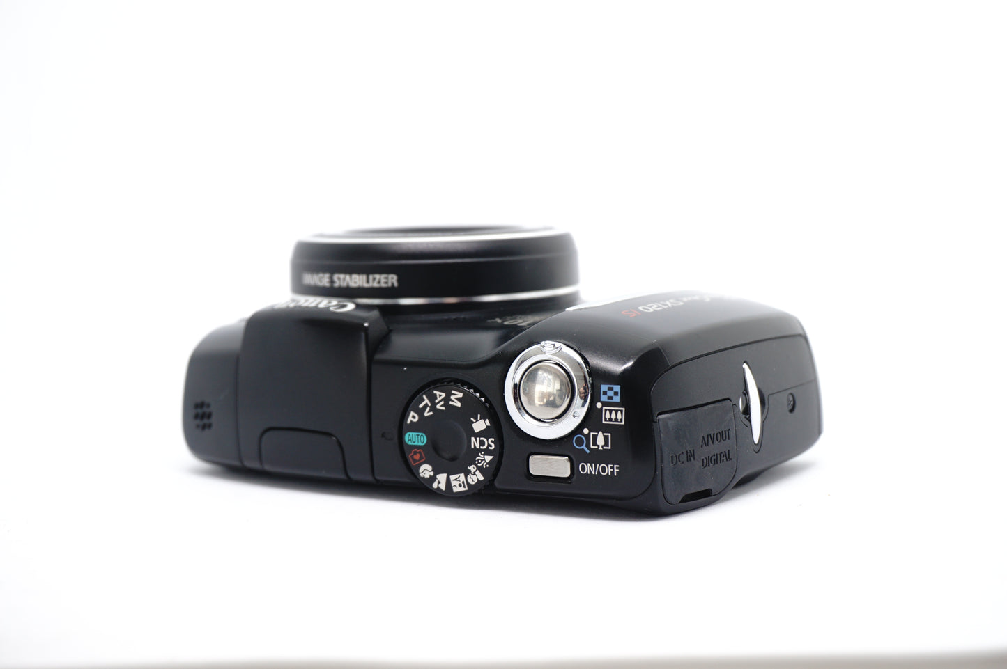 Canon Black 10x Zoom Compact Digital Camera top view