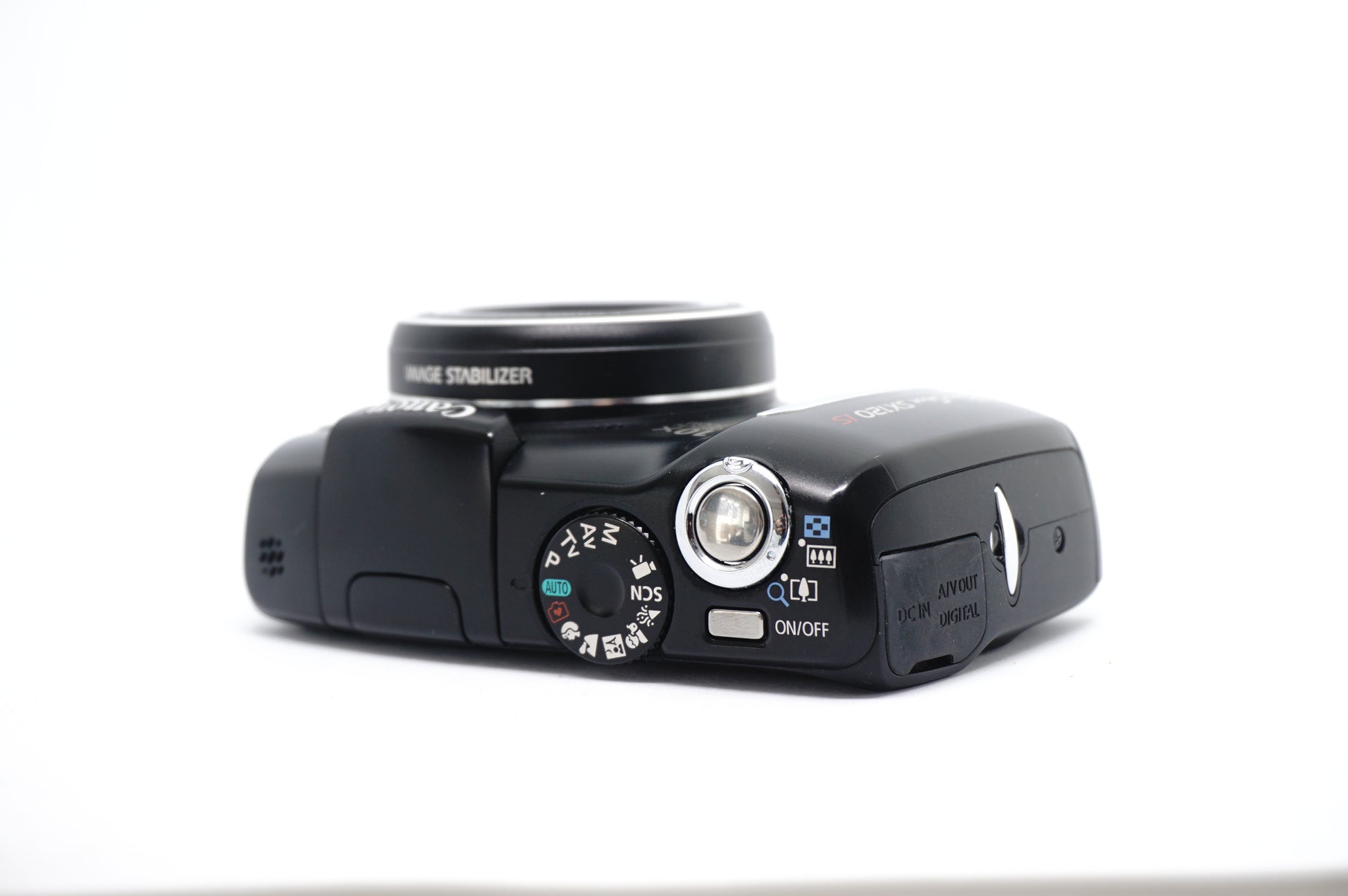 Canon Black 10x Zoom Compact Digital Camera top view