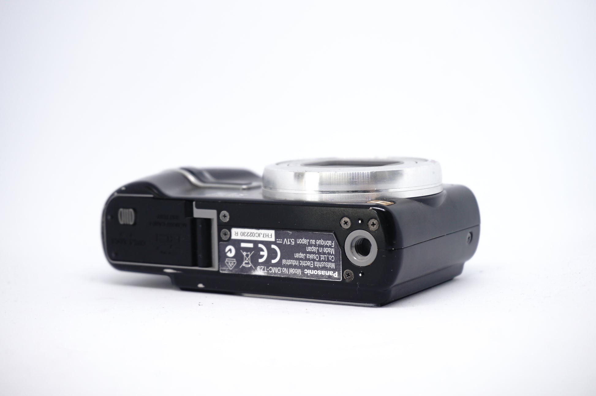 Panasonic Lumix Black 10x Compact Digital Camera underneath view
