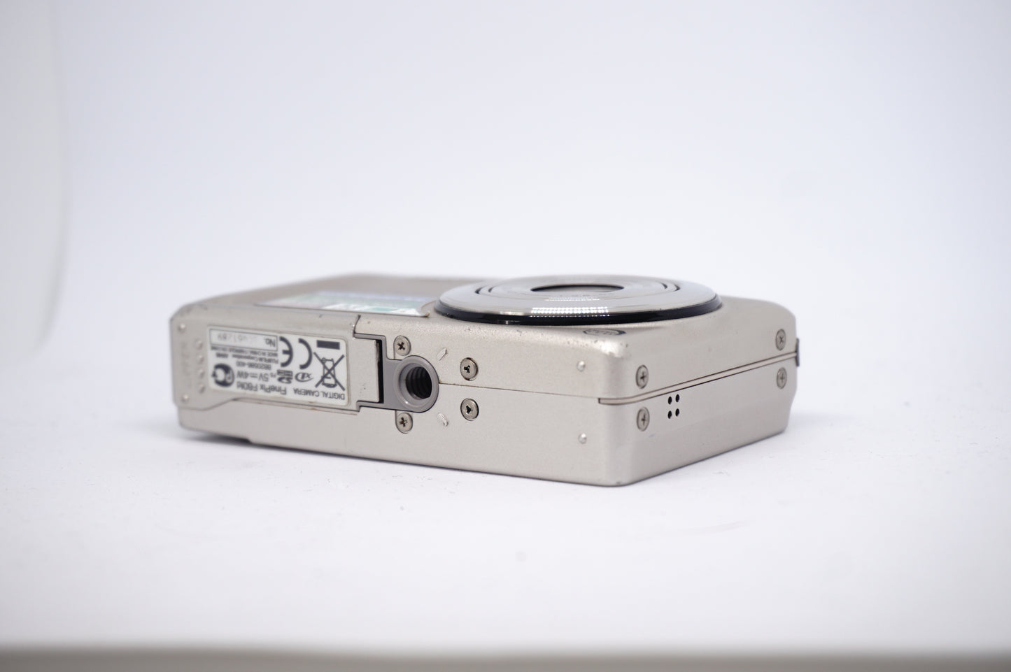 Fujifilm Silver 10MP Compact Digital Camera underneath view