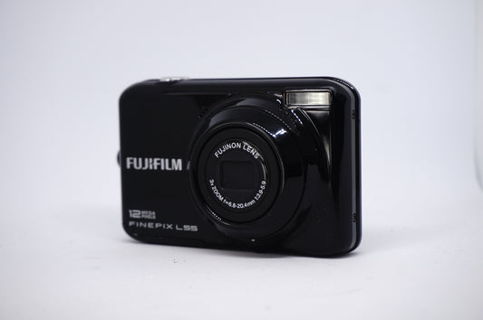 Fujifilm Black 5x Compact Digital Camera front view