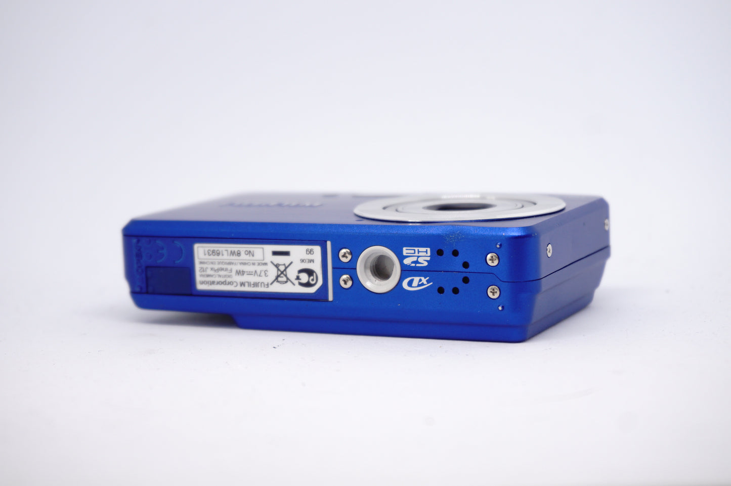 Fujifilm Blue 8.2MP Compact Digital Camera underneath view