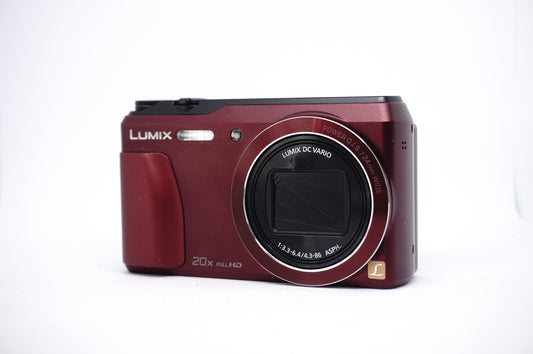 Panasonic Lumix Red 20x Compact Digital Camera front view