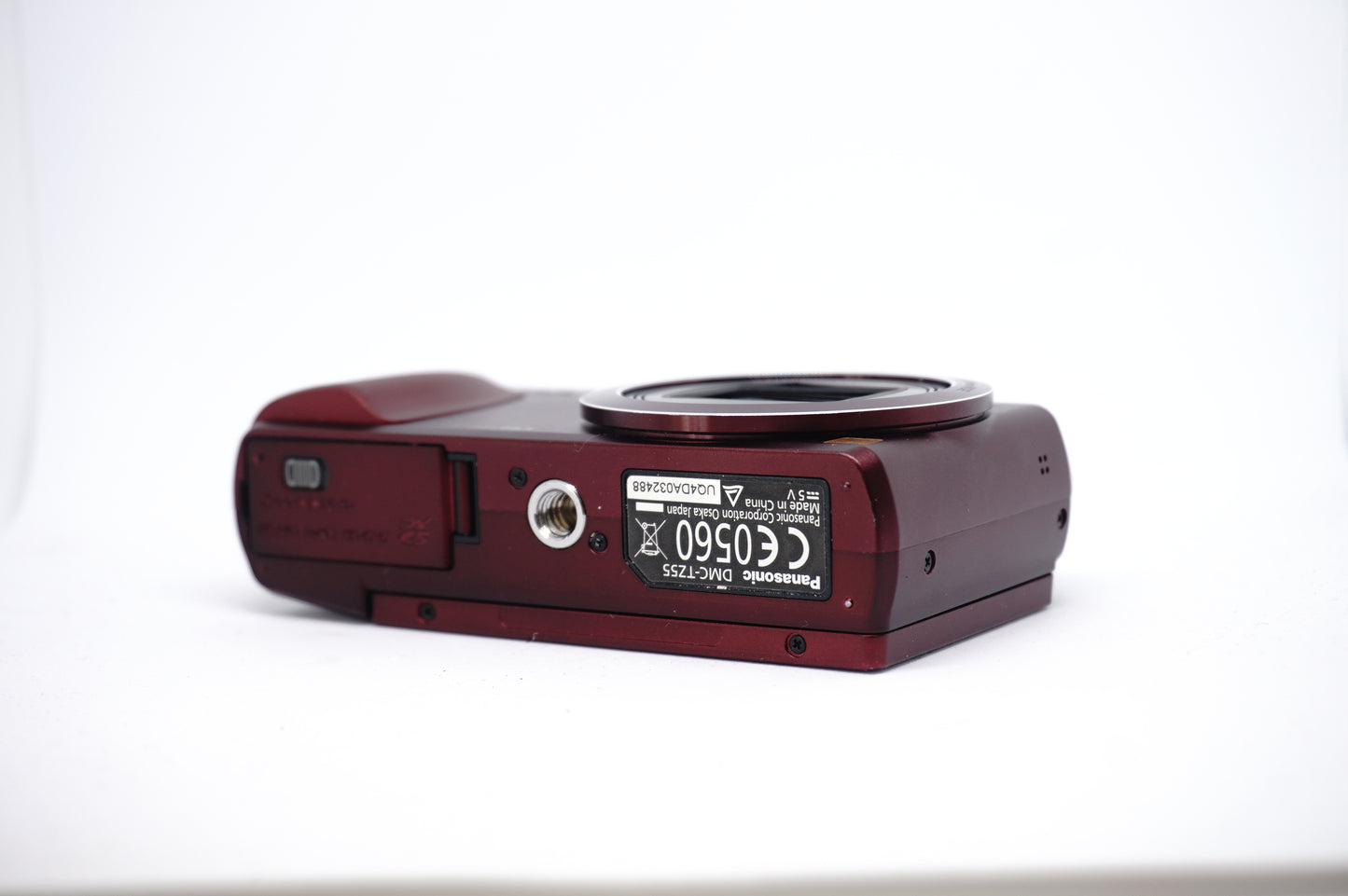 Panasonic Lumix Red 20x Compact Digital Camera underneath view
