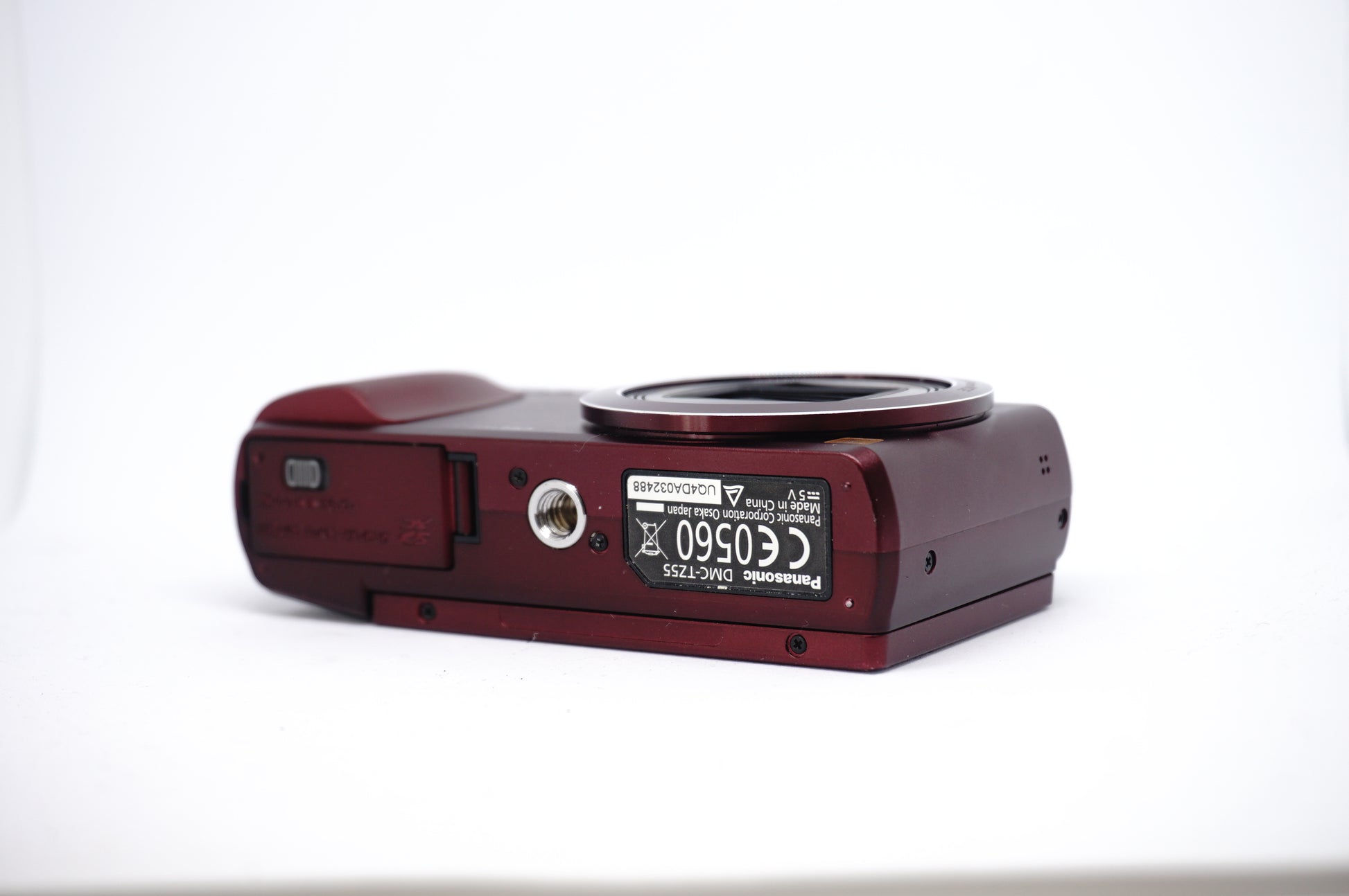 Panasonic Lumix Red 20x Compact Digital Camera underneath view