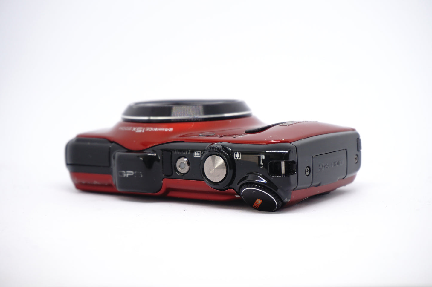 Fujifilm Red Rugged Zoom Digital Camera top view