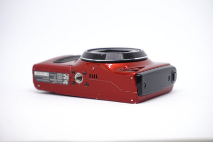 Fujifilm Red Rugged Zoom Digital Camera underneath view
