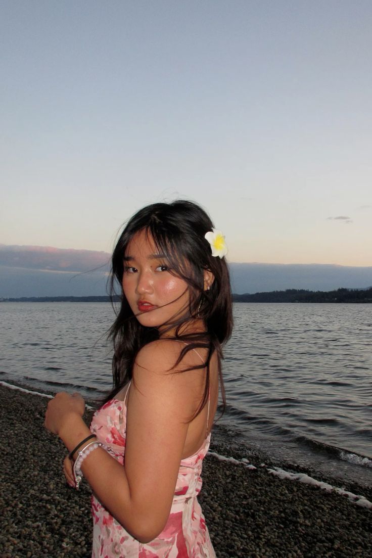 Flash portrait by the water at sunset