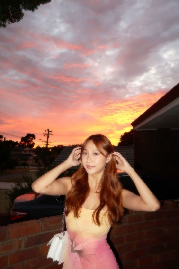 Soft sunset portrait with bright sky colours